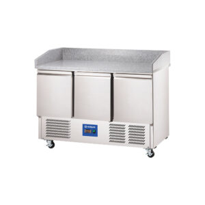 STALGAST Starline Pizzatisch auf Rädern, 3-türig, GN 1/1, 1400x700x1120 mm (BxTxH)