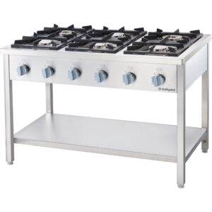 STALGAST Stalgast Edelstahl Gasherd Serie 700, 6-Brenner (3,5+2x5+2x7+9), G30, 1200x700x850 mm (BxTxH), Selbstmontage