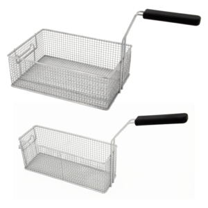 KBS Gastrotechnik Frittierkorb 1/2 für Fritteuse 16 Liter aus Drahtgeflecht mit Deckel
