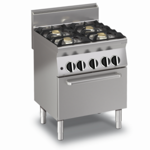 KBS Gastrotechnik Gas-Herd mit 4 Brennern und Gasbackofen