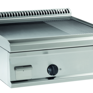 KBS Gastrotechnik Elektro-Grillplatte glatt-gerillt hartverchromt mit 2 Heizzonen Tischgerät