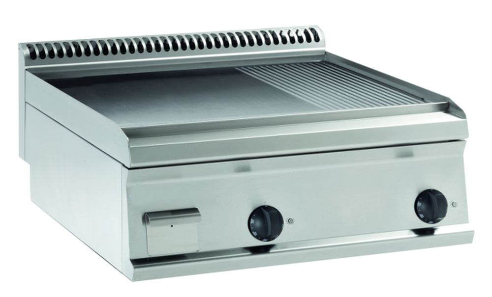 KBS Gastrotechnik Elektro-Grillplatte glatt-gerillt hartverchromt mit 2 Heizzonen Tischgerät 1 KBS Gastrotechnik Elektro-Grillplatte glatt-gerillt hartverchromt mit 2 Heizzonen Tischgerät