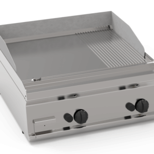 KBS Gastrotechnik Gas-Grillplatte glatt-gerillt hartverchromt mit 2 Heizzonen Tischgerät