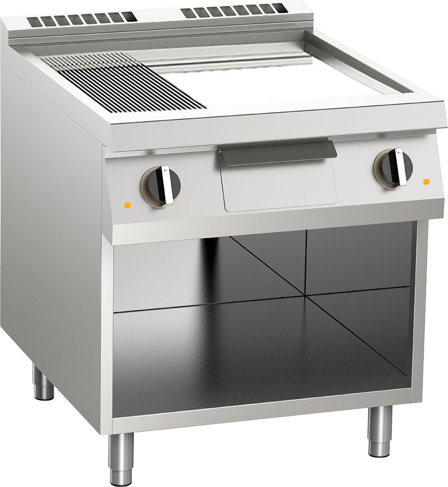 KBS Gastrotechnik Elektro-Grillplatte geteilt verchromt 10,8kW mit 2 Heizzonen offener Unterbau 1 KBS Gastrotechnik Elektro-Grillplatte geteilt verchromt 10,8kW mit 2 Heizzonen offener Unterbau