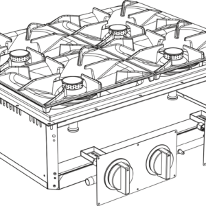 KBS Gastrotechnik Gasherd 4 Flammen Drop In 700 Breite 800mm