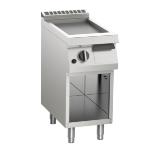 KBS Gastrotechnik Gas-Grillplatte glatt aus Edelstahl 14kW mit 1 Heizzone offener Unterbau