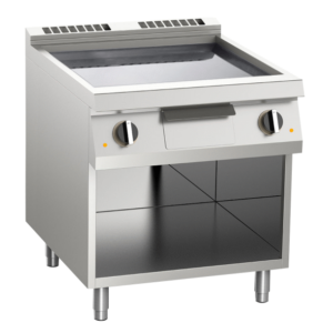 KBS Gastrotechnik Gas-Grillplatte glatt aus Edelstahl 21kW mit 2 Heizzonen offener Unterbau