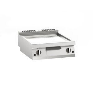 KBS Gastrotechnik Gas-Grillplatte glatt verchromt 14kW mit 2 Heizzonen, Auftischgerät