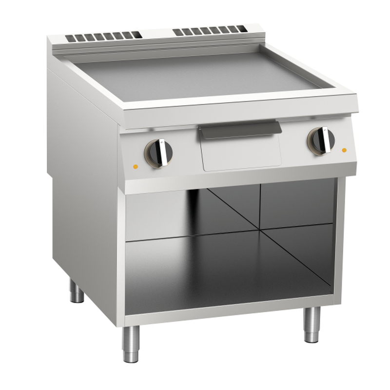 KBS Gastrotechnik Elektro-Grillplatte glatt verchromt 15kW mit 2 Heizzonen offener Unterbau 1 KBS Gastrotechnik Elektro-Grillplatte glatt verchromt 15kW mit 2 Heizzonen offener Unterbau