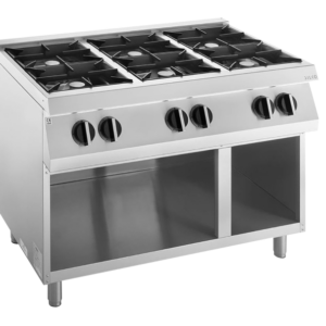 KBS Gastrotechnik Gas-Kochfläche 6 Brenner 42 kW, offener Unterbau