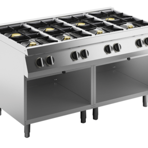 KBS Gastrotechnik Gas-Kochfläche 8 Brenner 54 kW, offener Unterbau