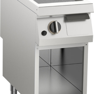 KBS Gastrotechnik Gas-Grillplatte gerillt aus Edelstahl 10,5 kW mit 1 Heizzone offener Unterbau