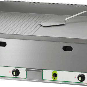 KBS Gastrotechnik Gas-Grillplatte 8KW 2 Heizzonen 1/2 glatt + 1/2 gerillt