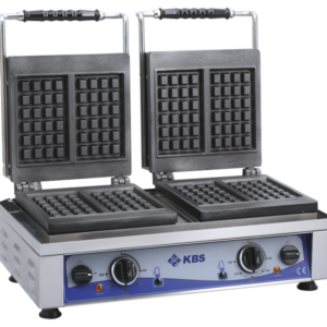 KBS Gastrotechnik Waffeleisen mit 2 festen Backplatten für 4x Waffeln 10x17x1,5cm