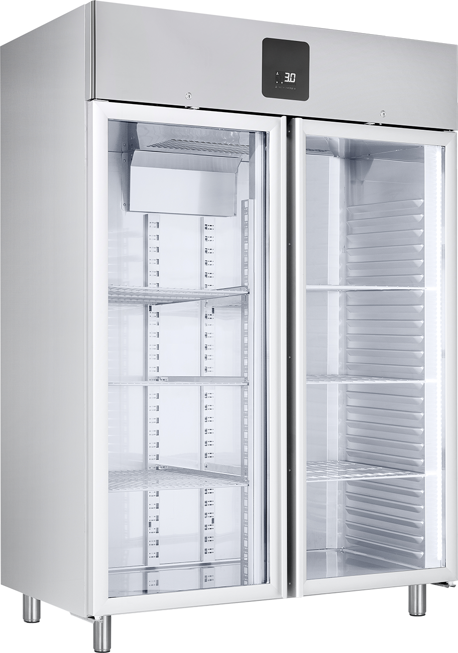 KBS Gastrotechnik Edelstahl-Gewerbekühlschrank KU 1422 G GN 2/1 mit Glastüren 1 KBS Gastrotechnik Edelstahl-Gewerbekühlschrank KU 1422 G GN 2/1 mit Glastüren