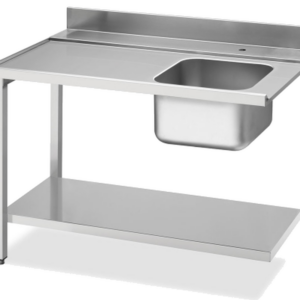 KBS Gastrotechnik Zulauftisch Becken rechts, Breite 120cm, Grundboden und Aufkantung