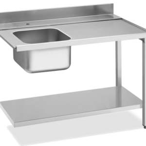 KBS Gastrotechnik Zulauftisch Becken links, Breite 120cm, Grundboden und Aufkantung