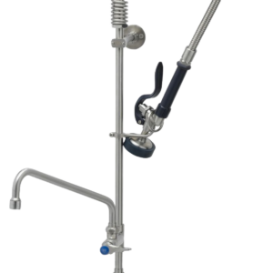 KBS Gastrotechnik EVERSTEEL Edelstahl 2-Hebelmischer 1-Loch mit Schwenkhahn und HIGH-FLOW Brause