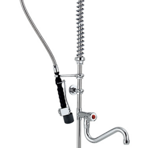 KBS Gastrotechnik PREMIUM LEED Knebel-Geschirrwaschbrause mit Schwenkhahn und LOW-Flow Brause