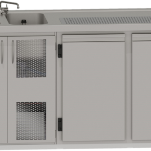 KBS Gastrotechnik Getränketheke Bergamo 2 mit 2 Becken links und Abdeckung mit Wulstrand