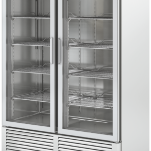 KBS Gastrotechnik Edelstahtieflkühlschrank mit Glastüren TKU 1300 G