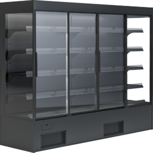 KBS Gastrotechnik Wandkühlregal Variant 257 Black Line mit Glasschiebetüren