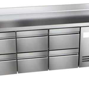 KBS Gastrotechnik Kühltisch Ready KT3006 mit Arbeitsplatte, Aufkantung 6 halbe Schubladen