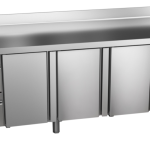 KBS Gastrotechnik Kühltisch Ready KT4002 mit Arbeitsplatte, Aufkantung 3 Türen 2 halbe Schublade