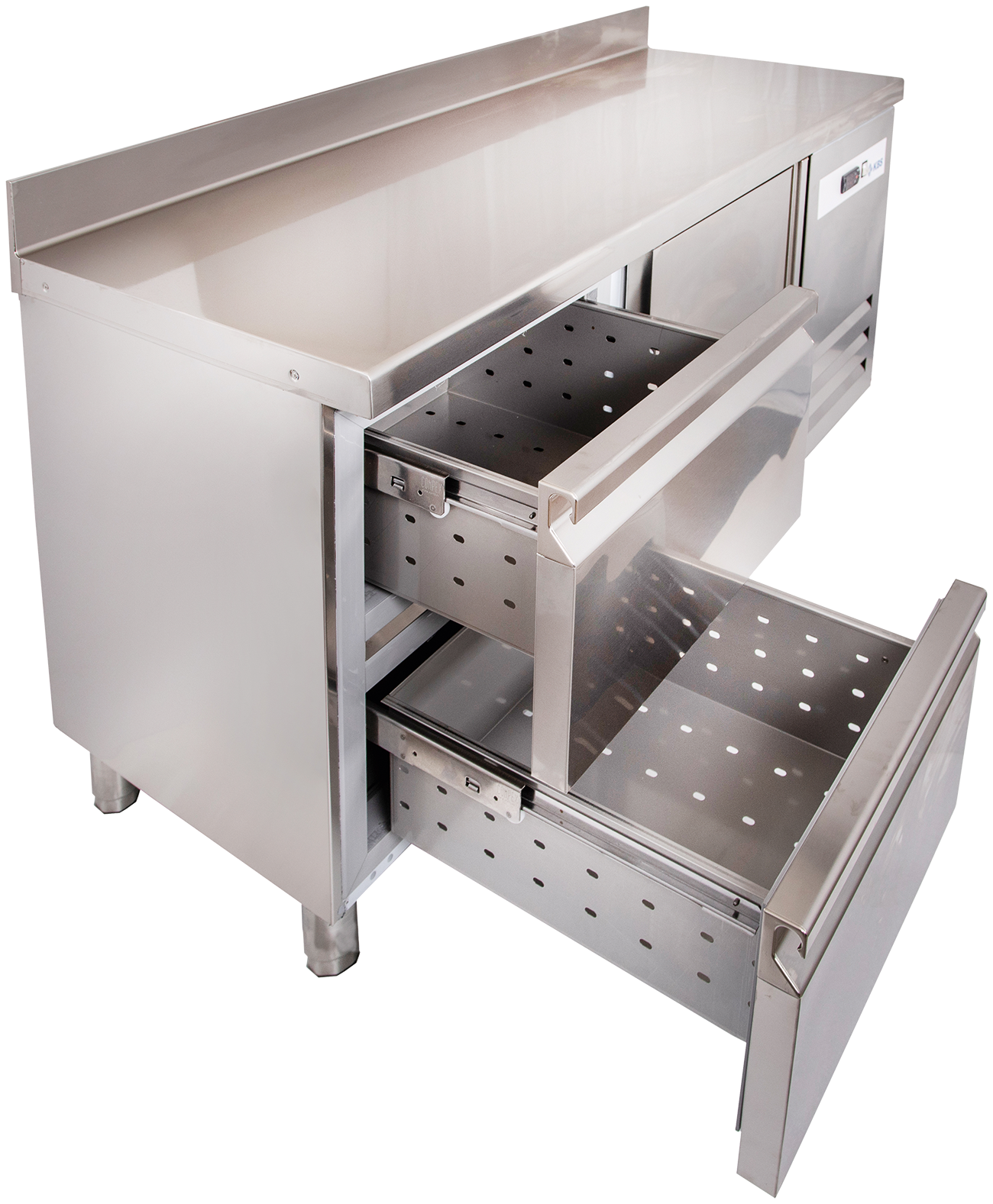 KBS Gastrotechnik Kühltisch Ready KT3604 mit Arbeitsplatte 1 Tür, 4 halbe Schubladen 2 KBS Gastrotechnik Kühltisch Ready KT3604 mit Arbeitsplatte 1 Tür, 4 halbe Schubladen – Bild 2