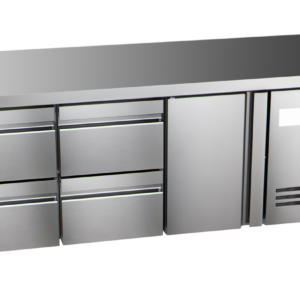 KBS Gastrotechnik Kühltisch Ready KT3604 mit Arbeitsplatte 1 Tür, 4 halbe Schubladen