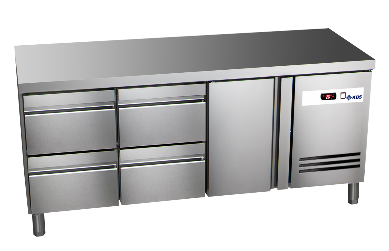 KBS Gastrotechnik Kühltisch Ready KT3604 mit Arbeitsplatte 1 Tür, 4 halbe Schubladen 1 KBS Gastrotechnik Kühltisch Ready KT3604 mit Arbeitsplatte 1 Tür, 4 halbe Schubladen
