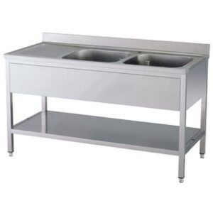 KBS Gastrotechnik Spültisch 2 Becken rechts mit Aufkantung B 180cm