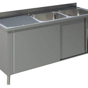 KBS Gastrotechnik Spülschrank mit Schiebetüren B 160cm - 2 Becken rechts