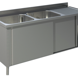 KBS Gastrotechnik Spülschrank mit Schiebetüren B 200cm - Becken links