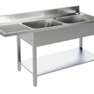 KBS Gastrotechnik Spülcenter B 160cm - 2 Becken rechts - mit glatter Ablagefläche