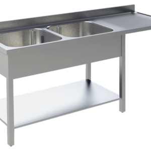 KBS Gastrotechnik Spülcenter B 160cm - 2 Becken links - mit glatter Ablagefläche